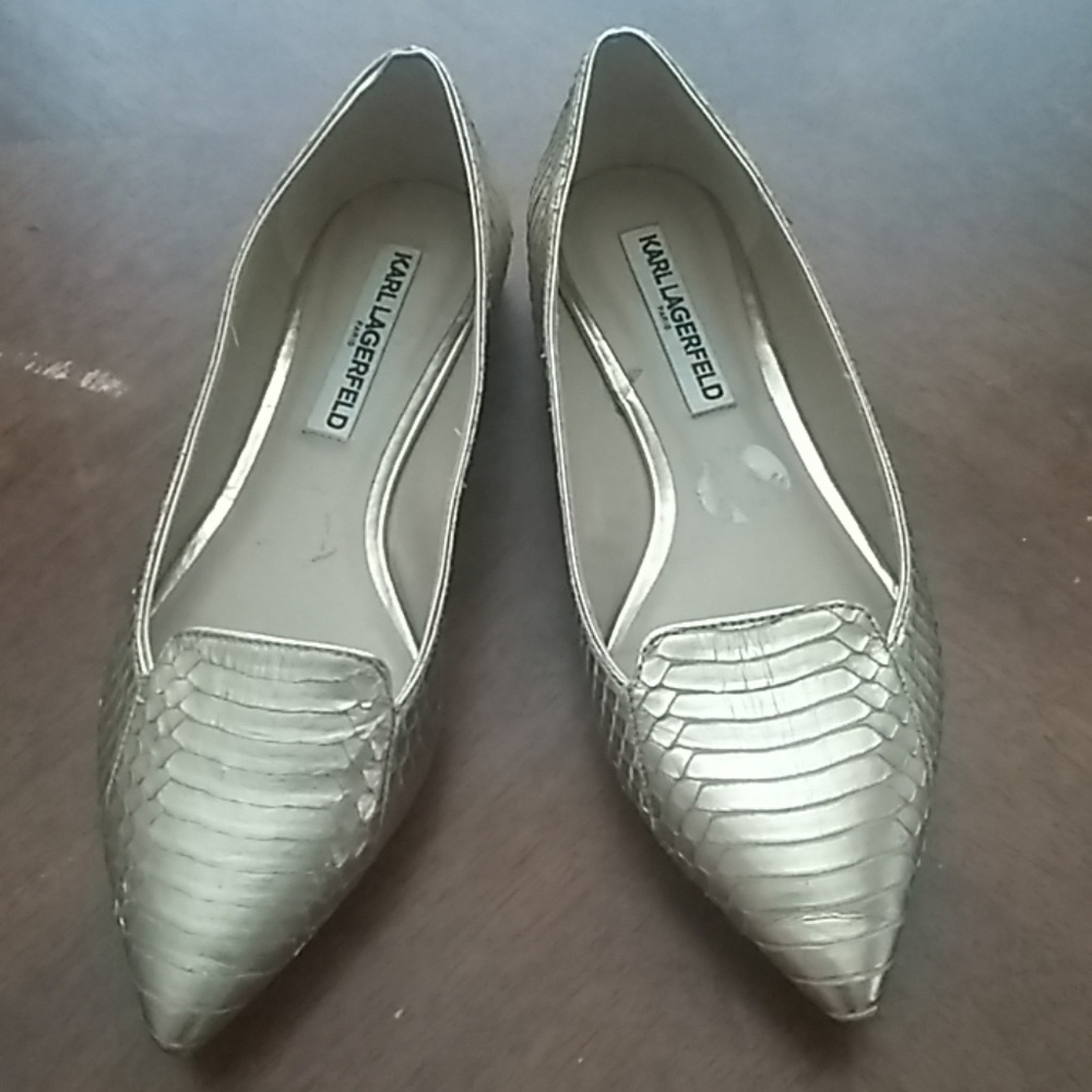 Gold Karl Lagerfeld flats
